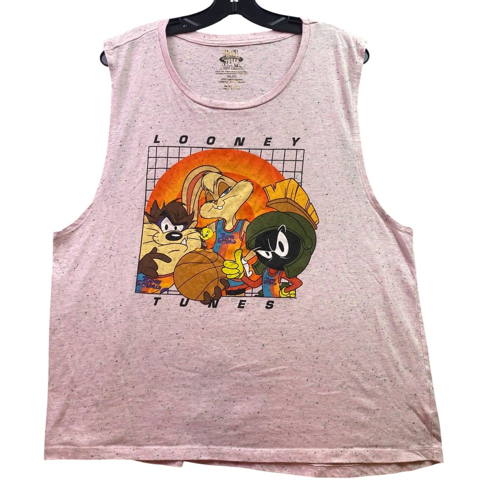 Space Jam‎ Tank Top Womens 3XL Pink Spell Out Basketball Athletic Athleisure
